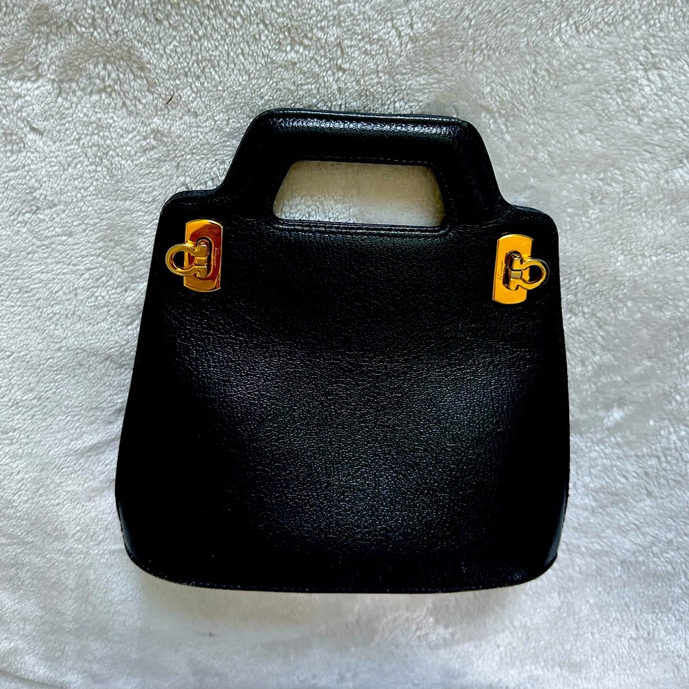 Salvatore Ferragamo Leather Navy Mini Wanda Bag with gold hardware